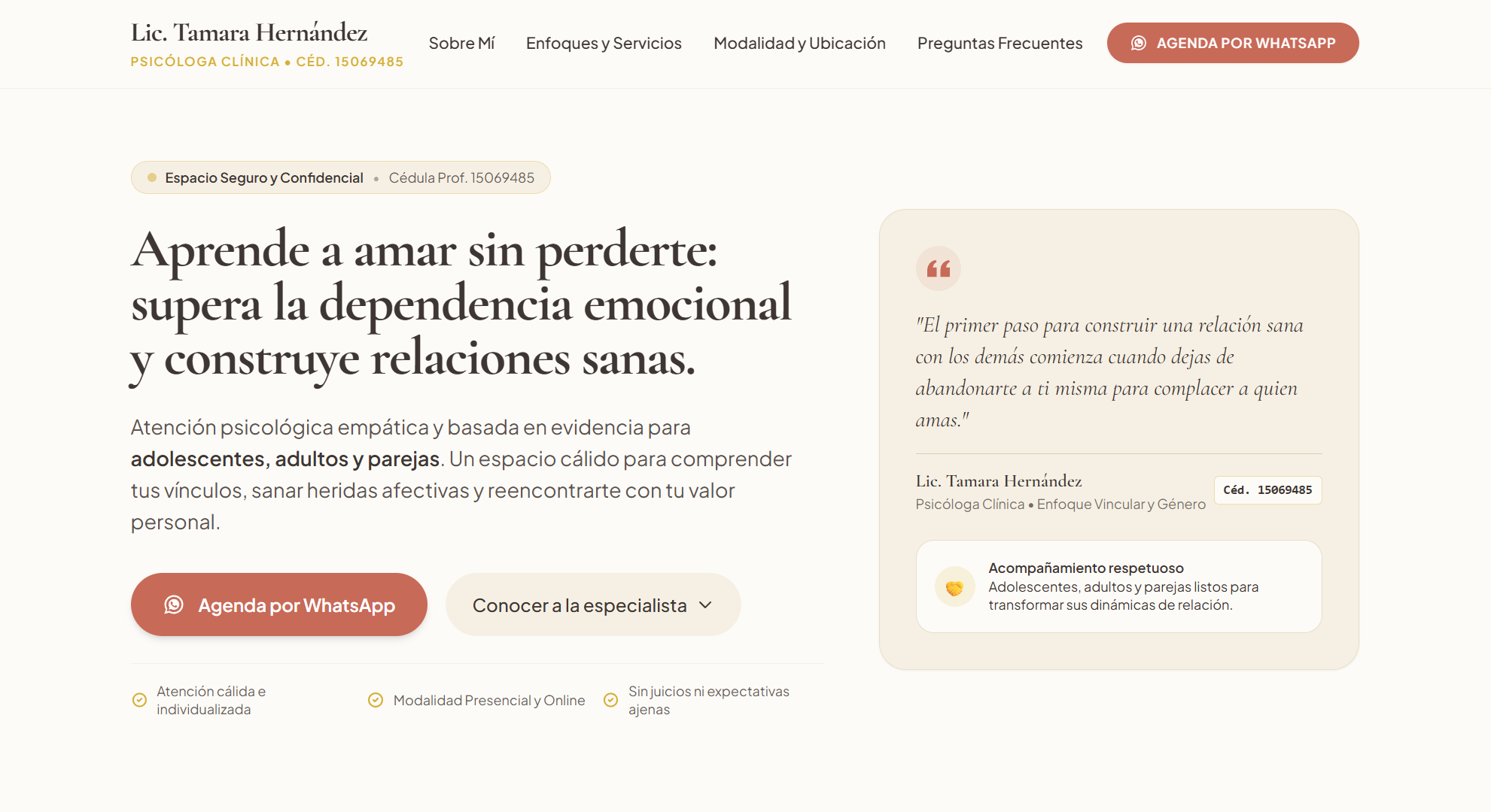Mockup de Landing Page para Psicóloga Clínica - Estudio Ágora